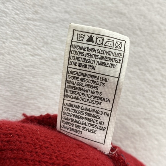 Hurley Striped Color Block Acrylic Knit Cuff Pom Beanie (Red/Blue/Cream) - Picture 9 of 9